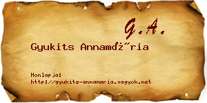 Gyukits Annamária névjegykártya